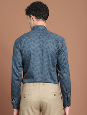 Teal Printed Party Shirt for Men - SF_9029Teal_S