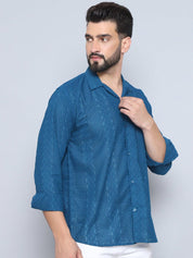Teal Self Design Party Shirt for Men - SF_992Teal_S