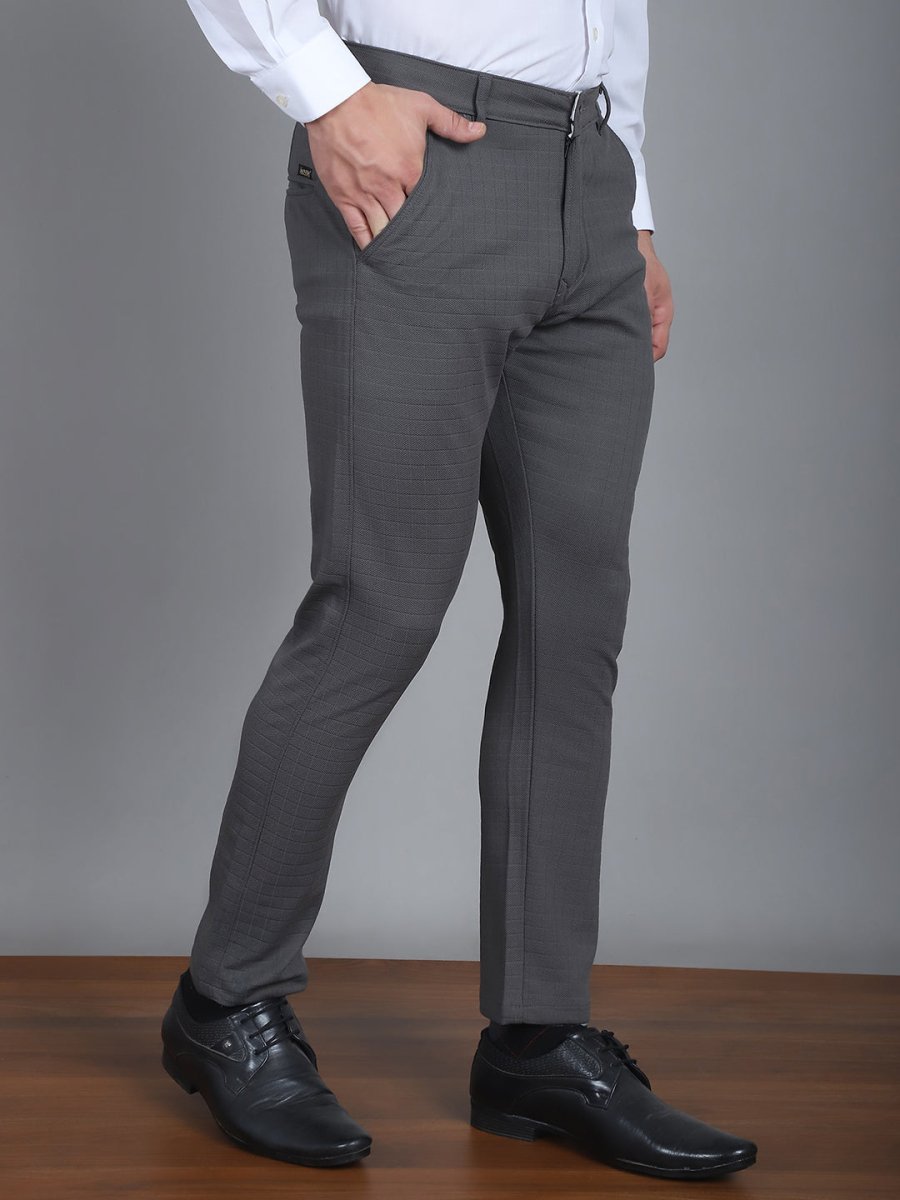 Textured Cotton Lycra Trousers - FGP_276Dark-Grey_30