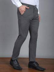 Textured Cotton Lycra Trousers - FGP_276Dark-Grey_30
