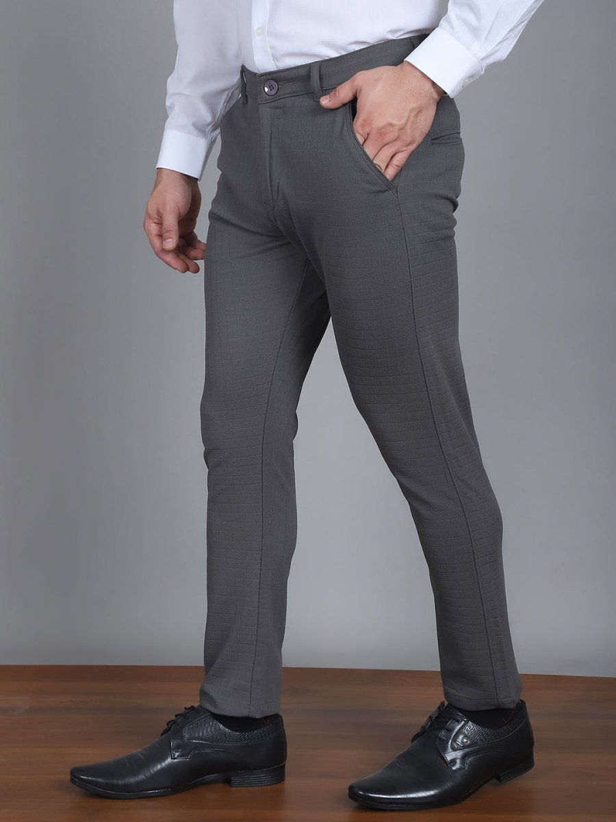 Textured Cotton Lycra Trousers - FGP_276Dark-Grey_30