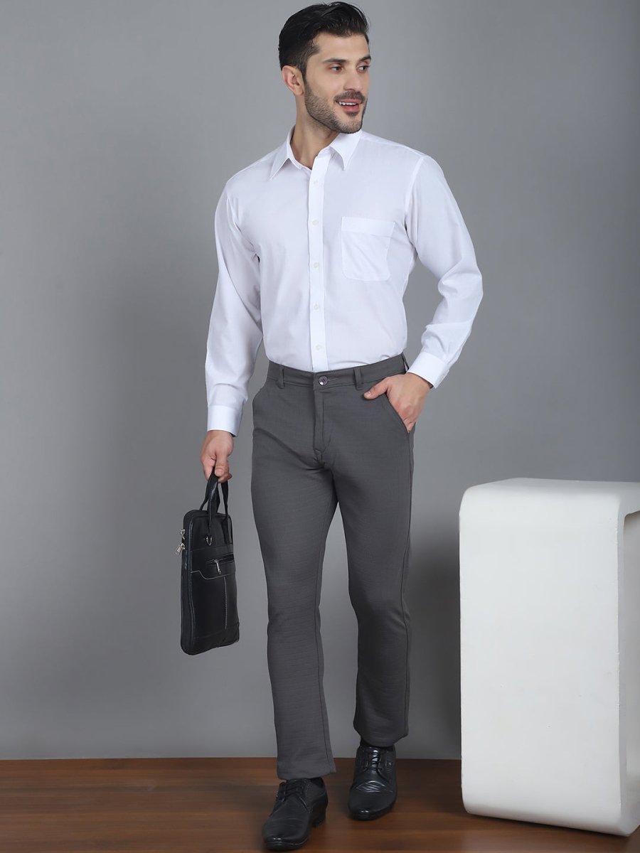 Textured Cotton Lycra Trousers - FGP_276Dark-Grey_30