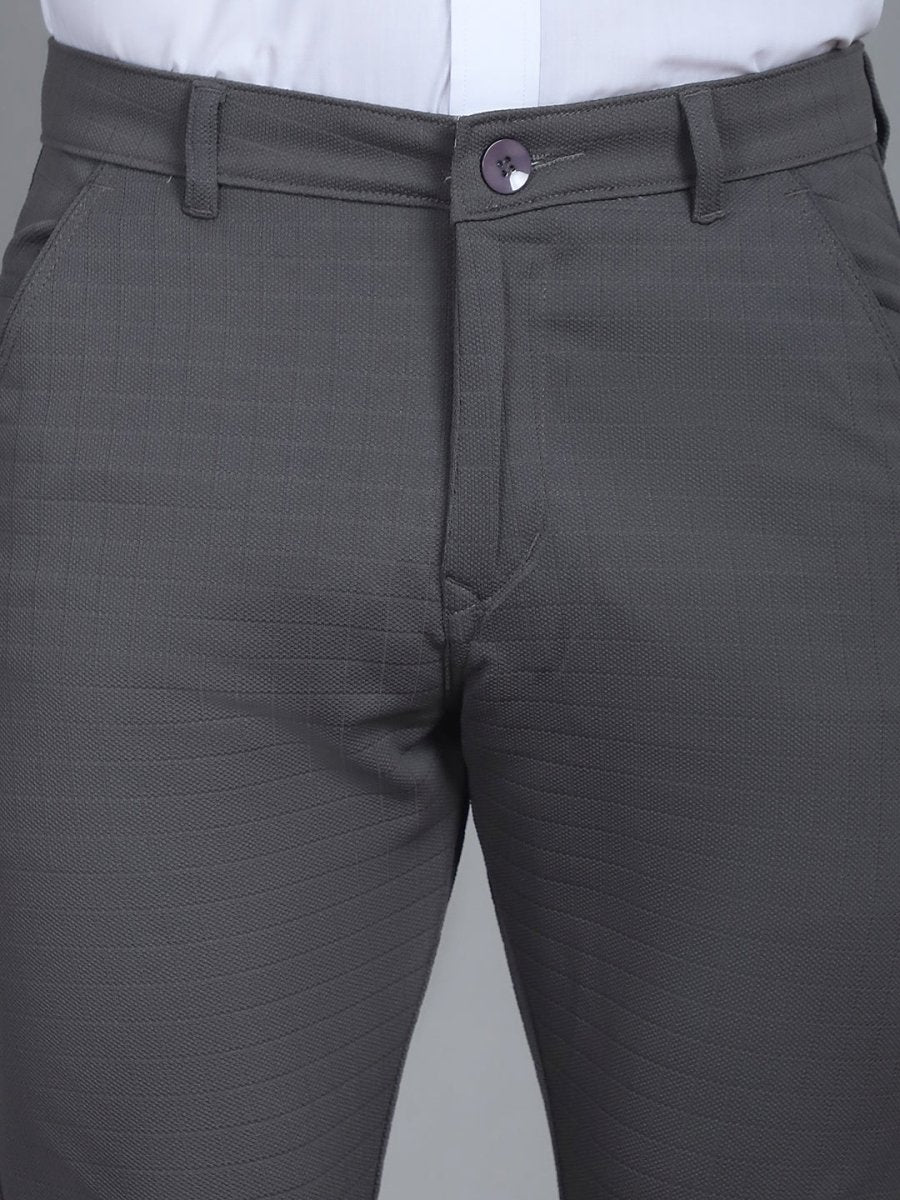 Textured Cotton Lycra Trousers - FGP_276Dark-Grey_30