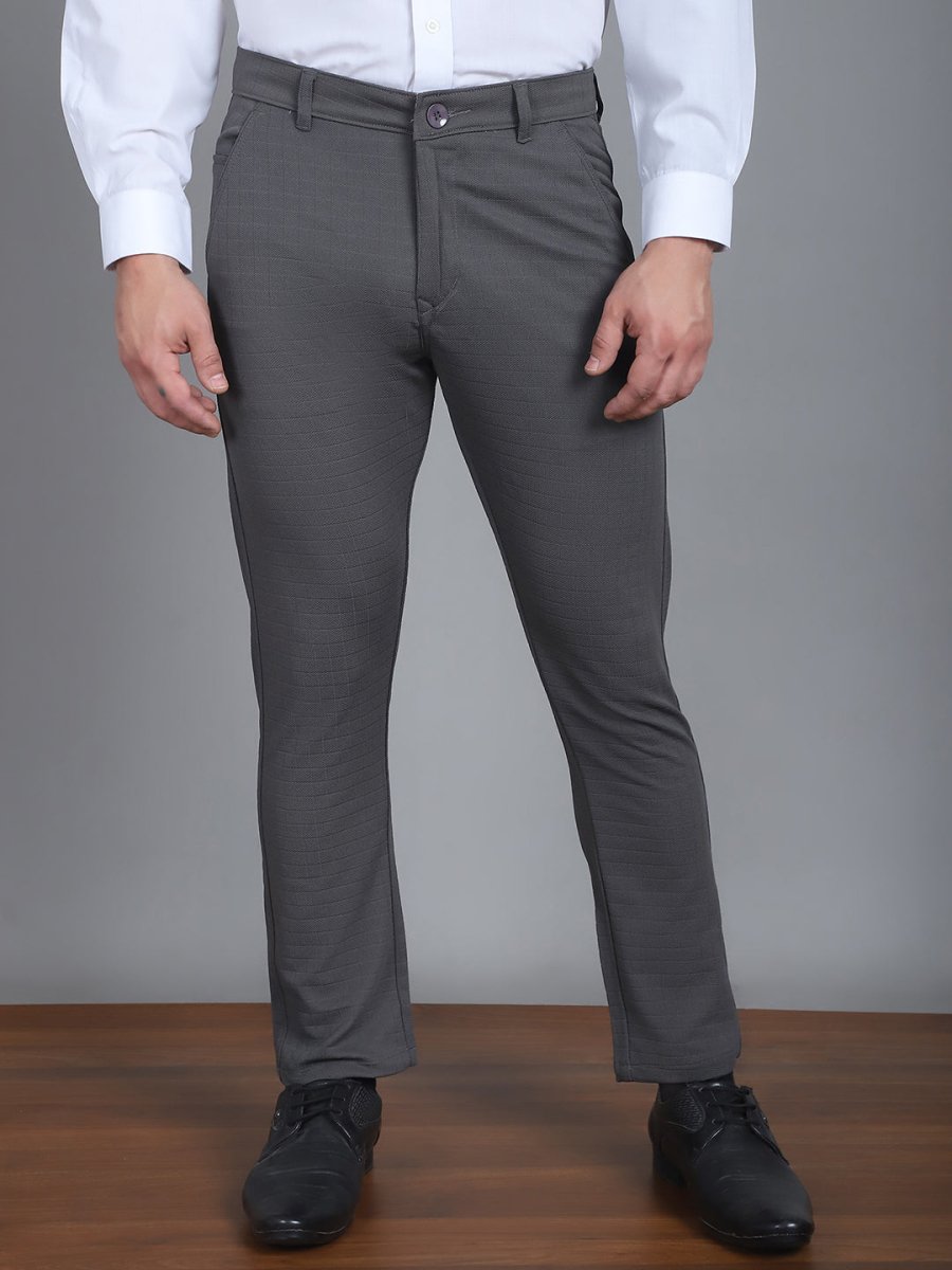 Textured Cotton Lycra Trousers - FGP_276Dark-Grey_30