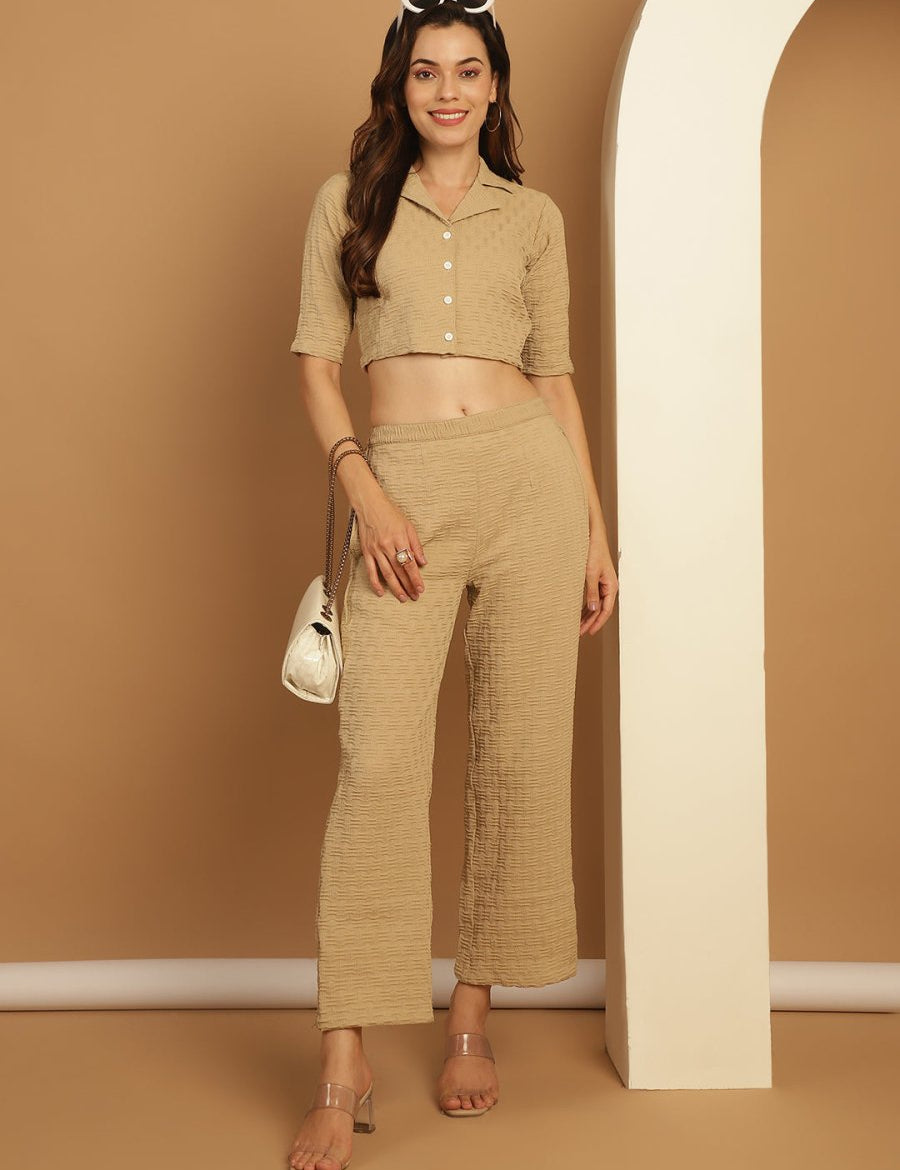 Top and Trouser Woven Design co-ords - JNCS_3010Beige_XS