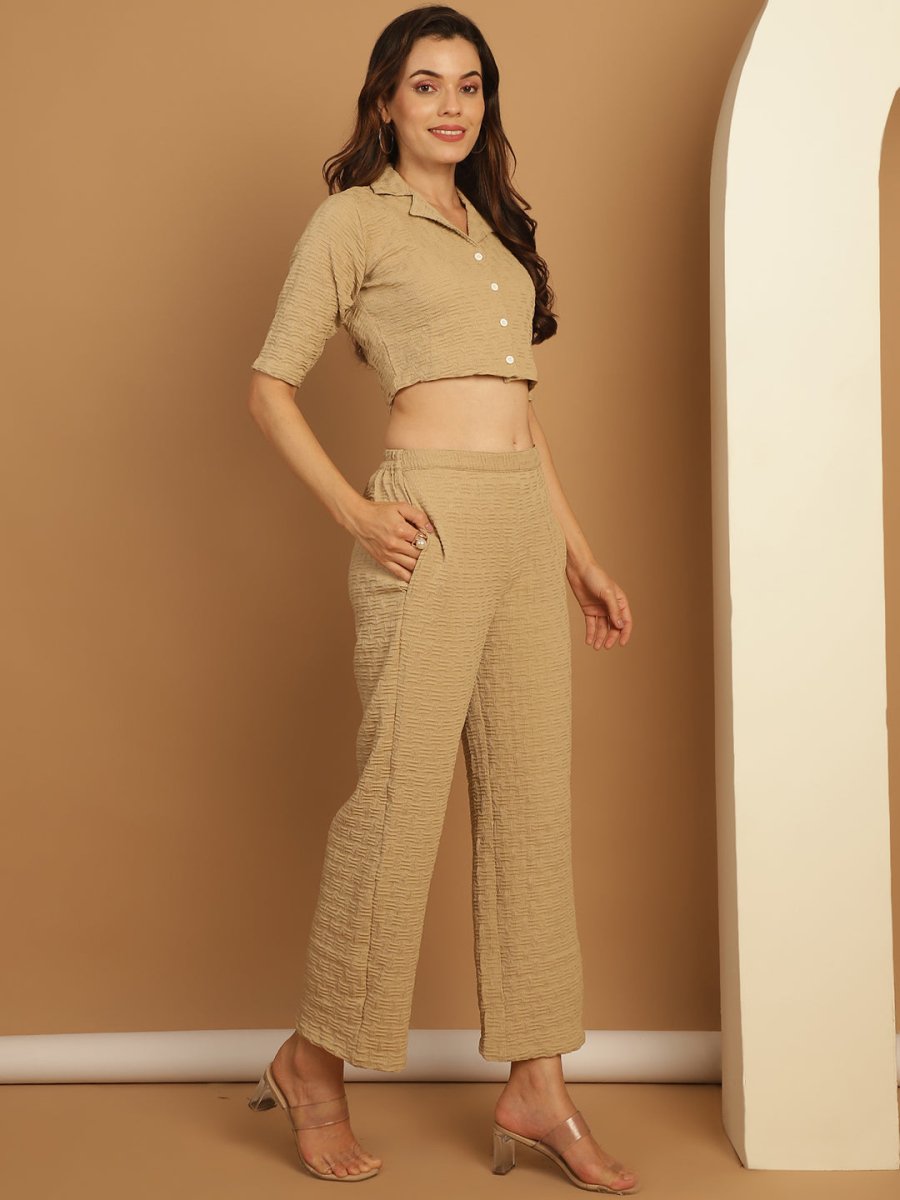 Top and Trouser Woven Design co-ords - JNCS_3010Beige_XS