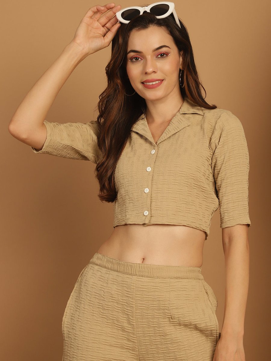Top and Trouser Woven Design co-ords - JNCS_3010Beige_XS