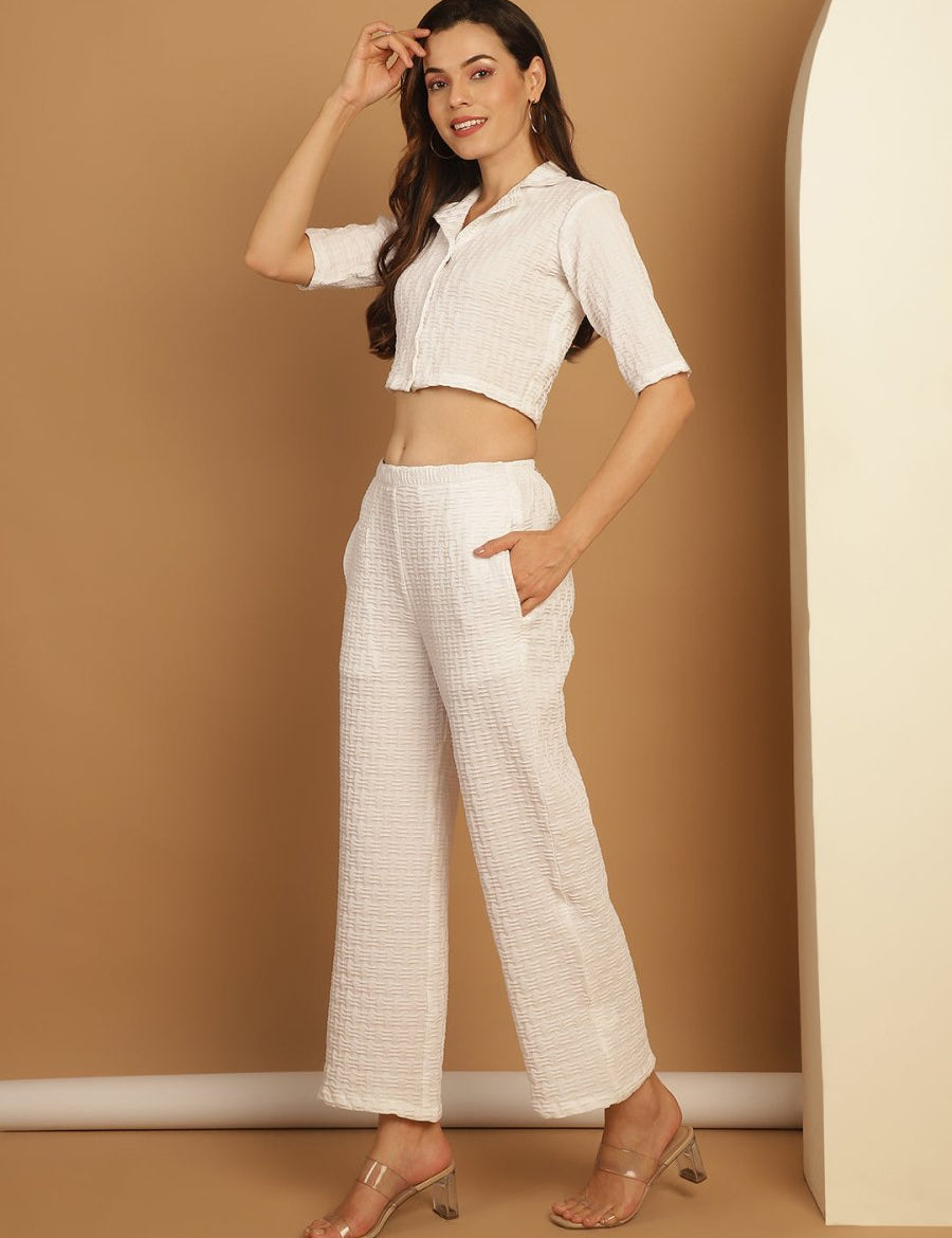 Top and Trouser Woven Design co-ords - JNCS_3010White_XS