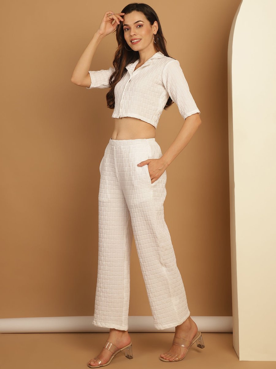 Top and Trouser Woven Design co-ords - JNCS_3010White_XS