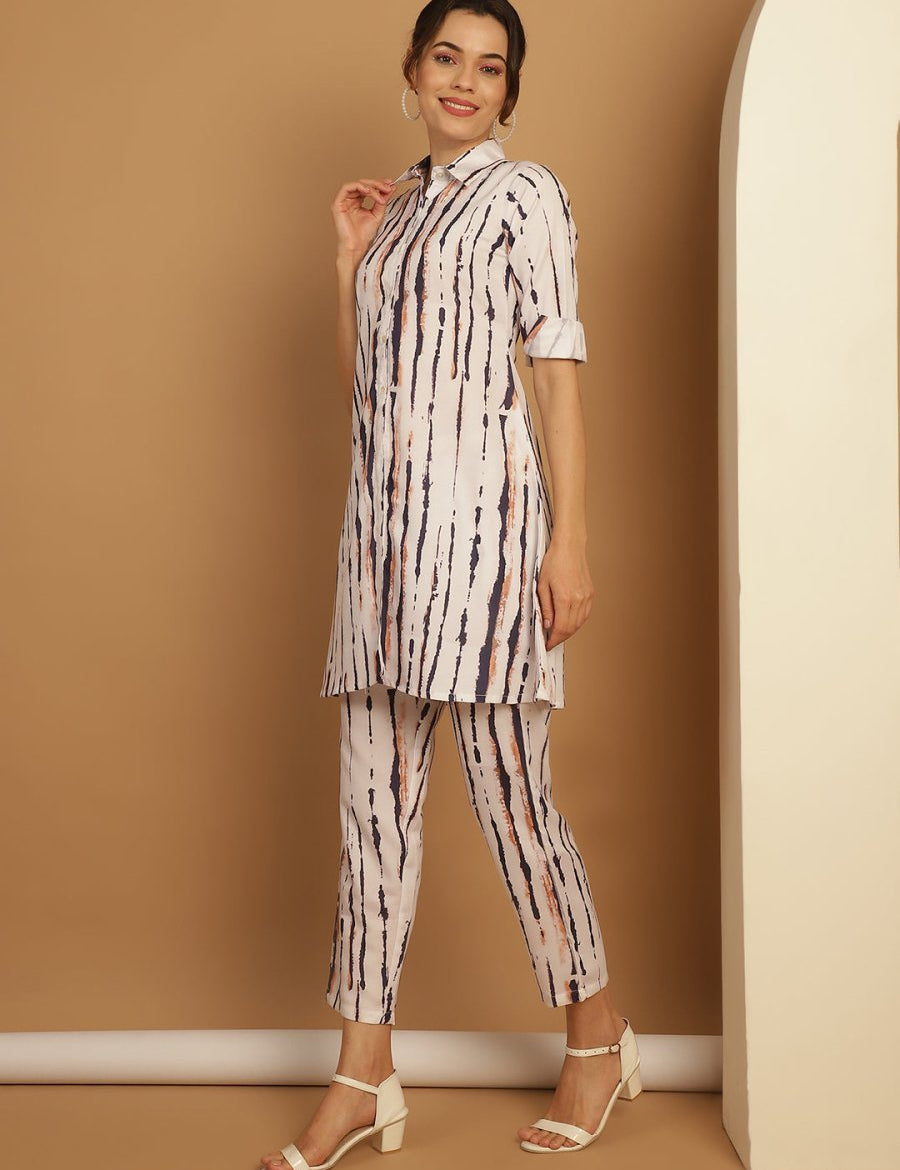 Tunic and Trouser printed co-ords - JNCS_3009White_XS