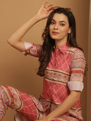 Tunic and Trouser printed co-ords - JNCS_3009Pink_XS