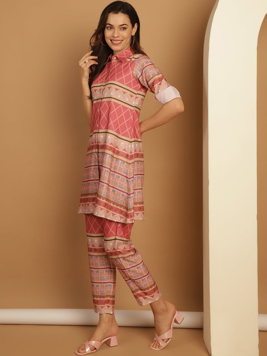 Tunic and Trouser printed co-ords - JNCS_3009Pink_XS