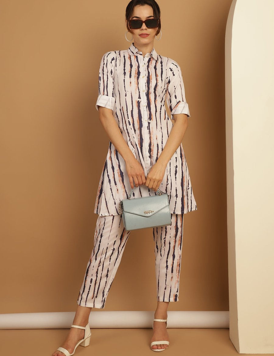 Tunic and Trouser printed co-ords - JNCS_3009White_XS