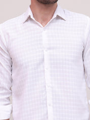 White Checked Cotton Formal Shirt for Men - SF_9008White_S