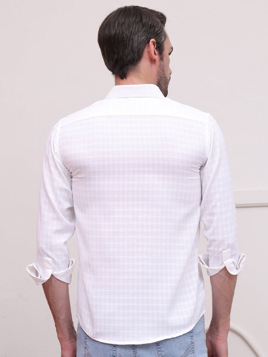 White Checked Cotton Formal Shirt for Men - SF_9008White_S