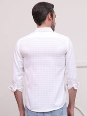 White Checked Cotton Formal Shirt for Men - SF_9008White_S
