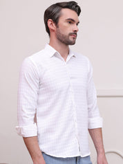White Checked Cotton Formal Shirt for Men - SF_9008White_S