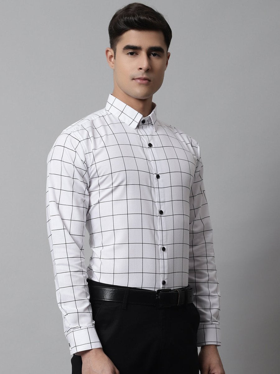 White Checked Cotton Shirt for Men - SF_742White_S