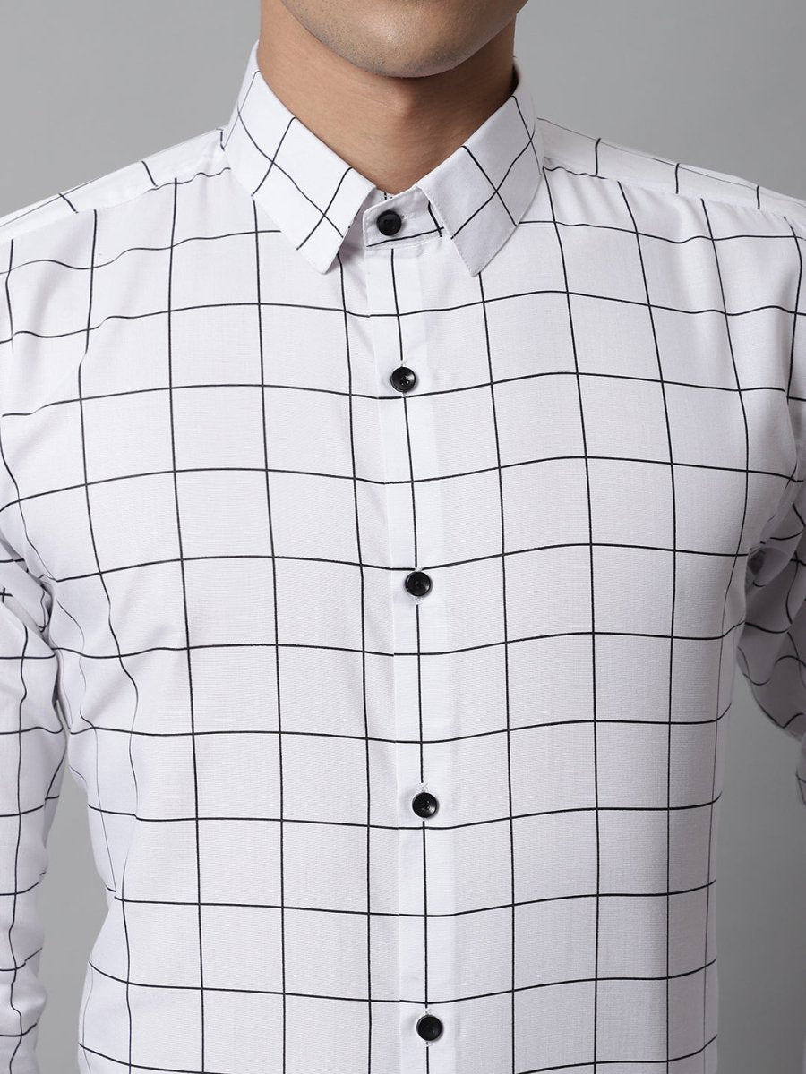 White Checked Cotton Shirt for Men - SF_742White_S