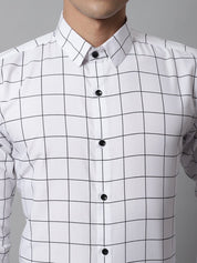 White Checked Cotton Shirt for Men - SF_742White_S