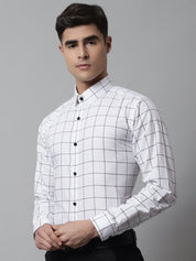 White Checked Cotton Shirt for Men - SF_742White_S