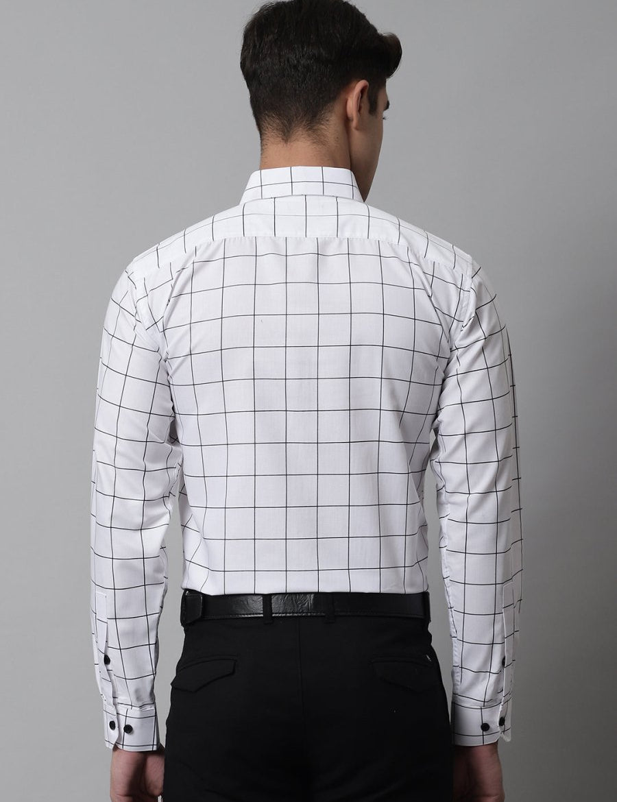 White Checked Cotton Shirt for Men - SF_742White_S