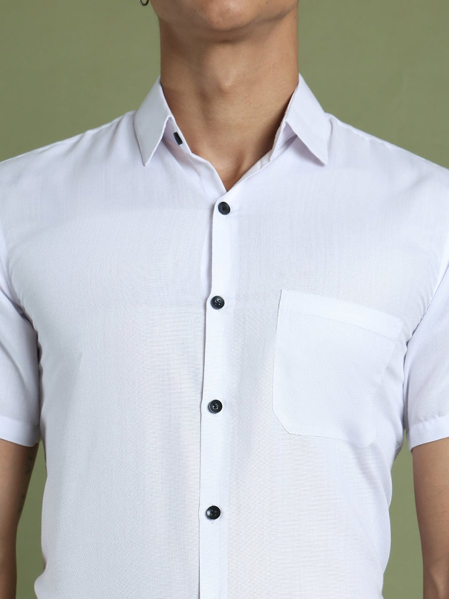 White Cotton Solid Casual Shirts - SF_754White_S