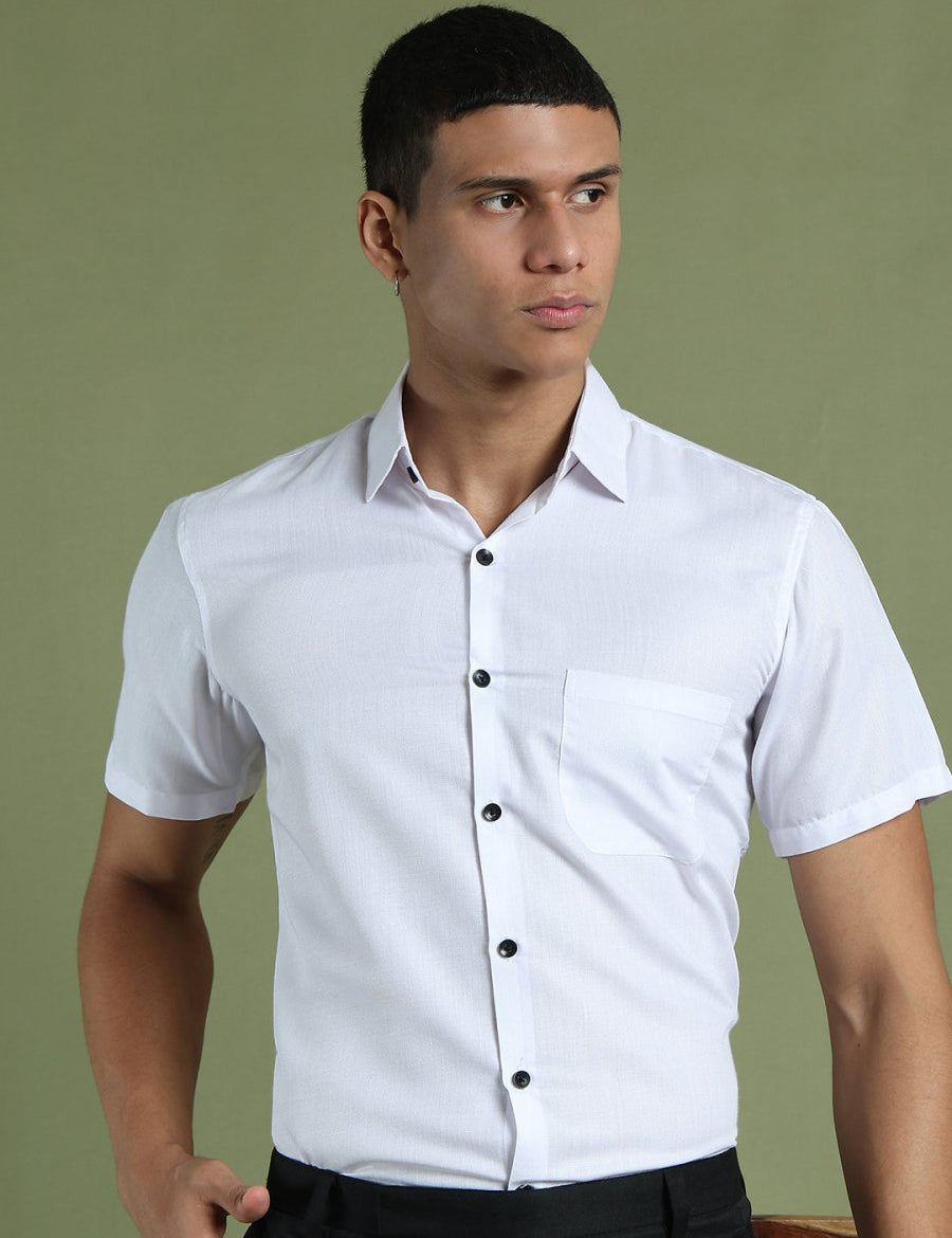 White Cotton Solid Casual Shirts - SF_754White_S