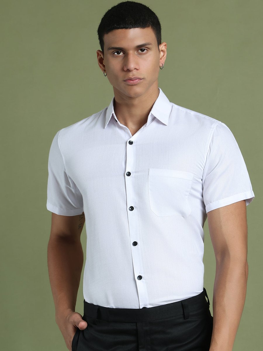 White Cotton Solid Casual Shirts - SF_754White_S