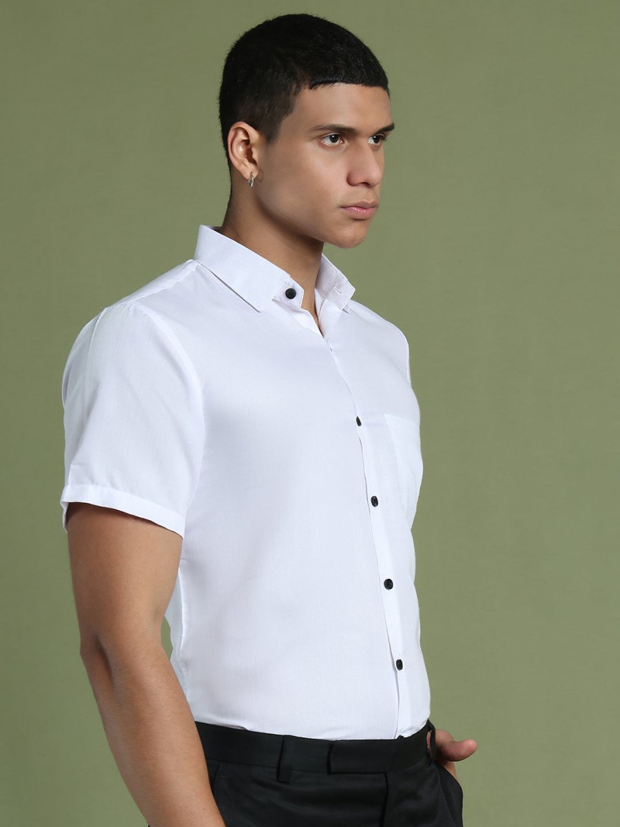 White Cotton Solid Casual Shirts - SF_754White_S