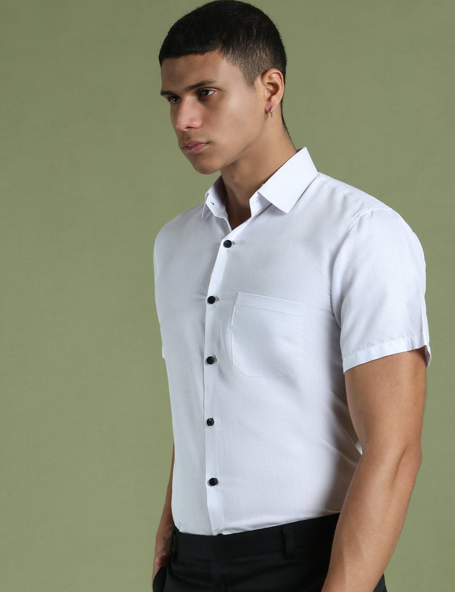 White Cotton Solid Casual Shirts - SF_754White_S