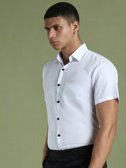 White Cotton Solid Casual Shirts - SF_754White_S