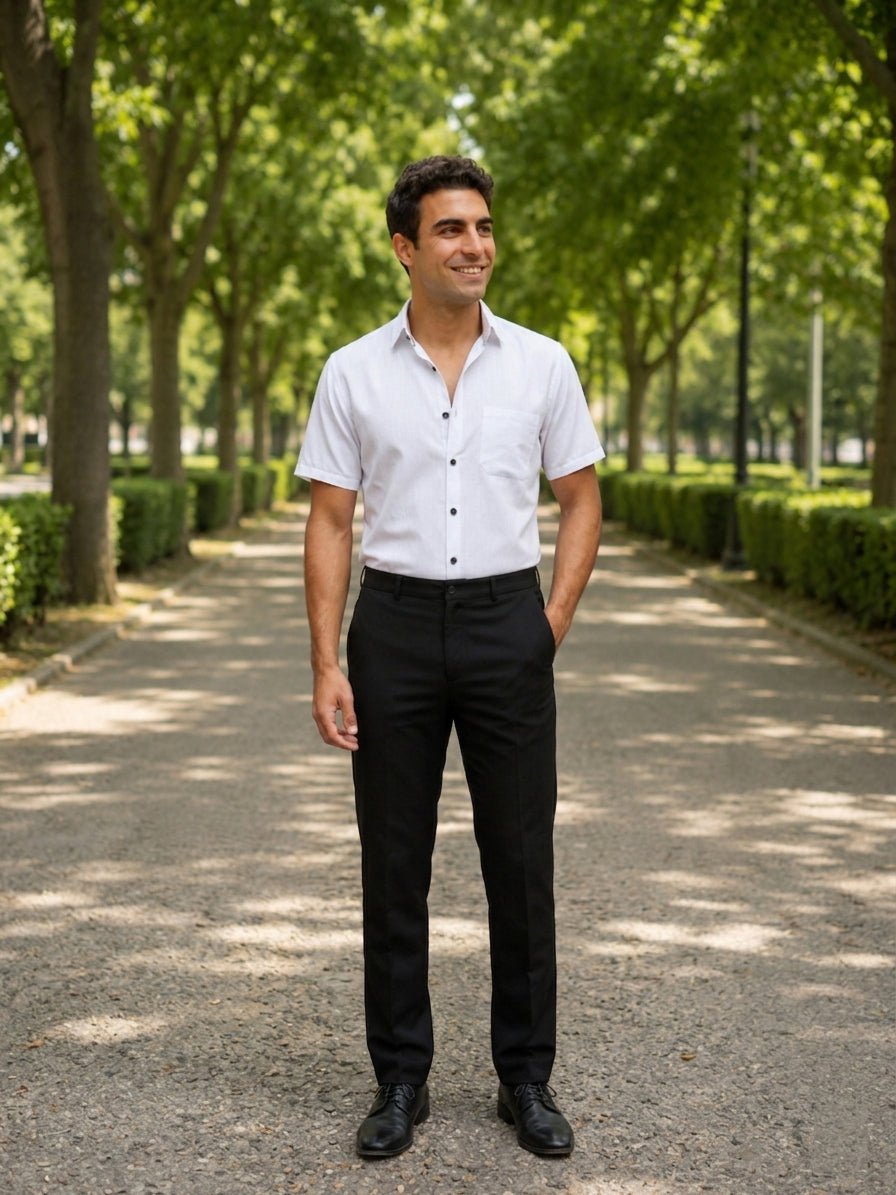White Cotton Solid Formal Shirts - SF_754White_S