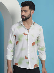 White Floral Printed Cotton Casual Shirt - SF_936White_S