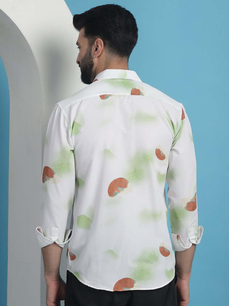 White Floral Printed Cotton Casual Shirt - SF_936White_S
