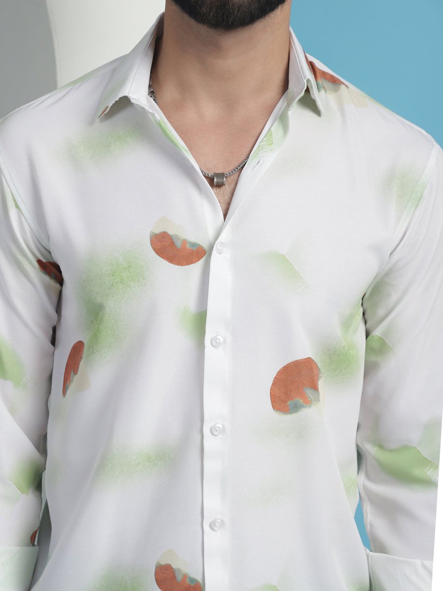 White Floral Printed Cotton Casual Shirt - SF_936White_S