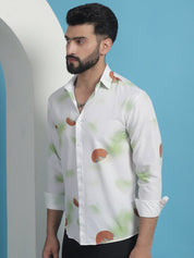 White Floral Printed Cotton Casual Shirt - SF_936White_S