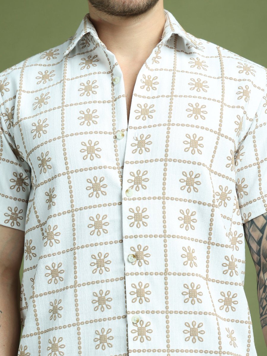 White Printed Party Shirt for Men - SF_9048White_S