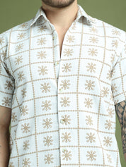White Printed Party Shirt for Men - SF_9048White_S