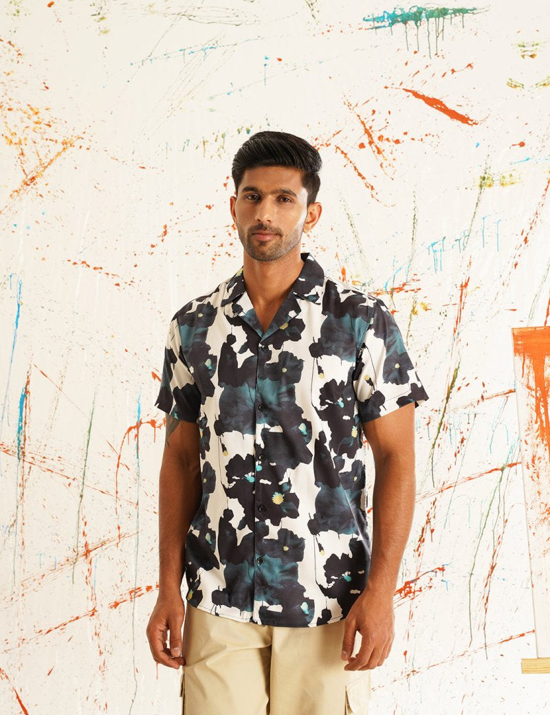 White Printed Party Shirt for Men - SF_940Teal_S