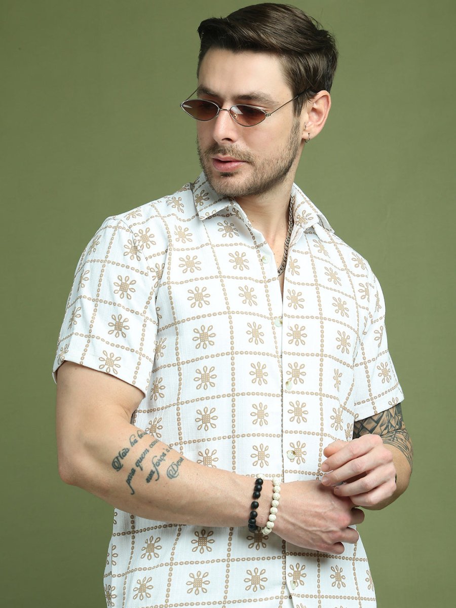 White Printed Party Shirt for Men - SF_9048White_S