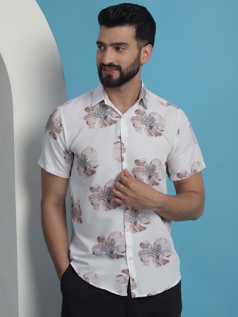 White Printed Party Shirt for Men - SF_934White_S