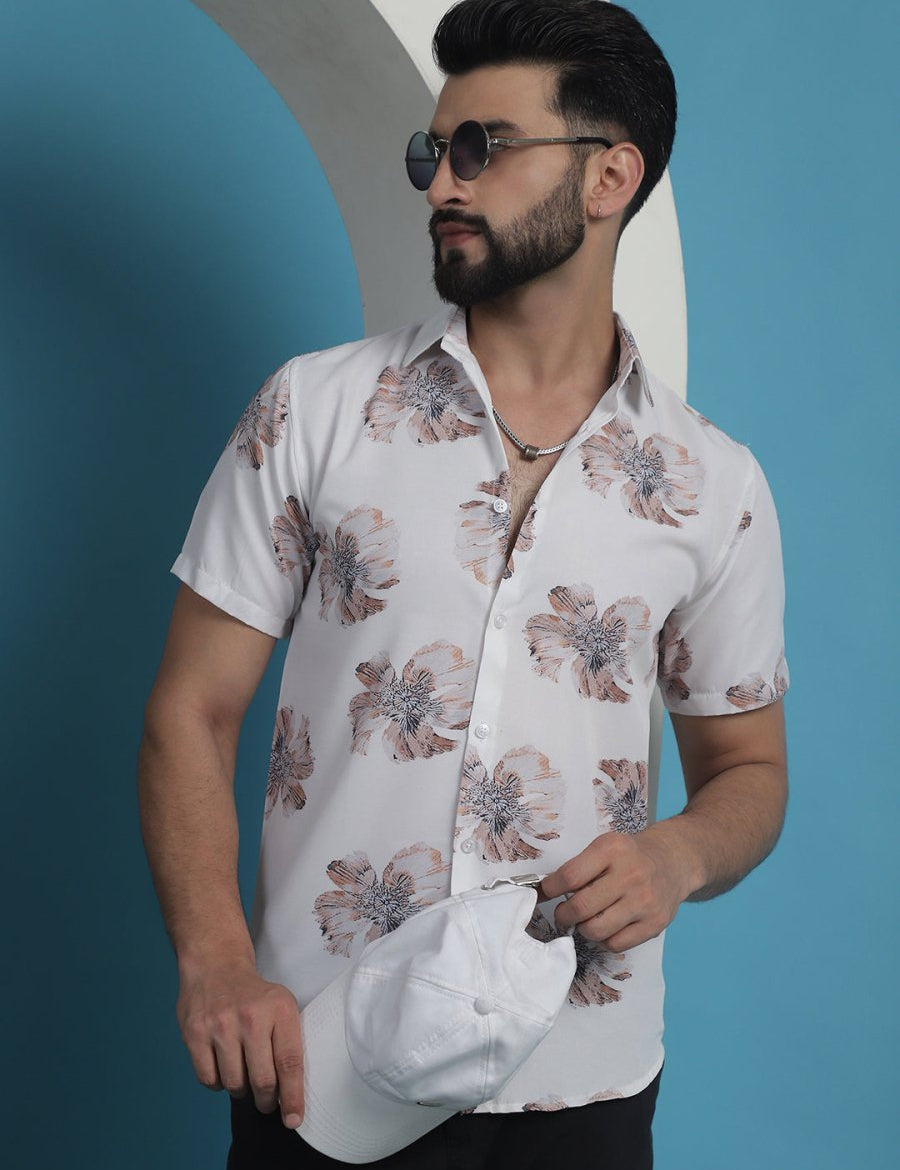 White Printed Party Shirt for Men - SF_934White_S
