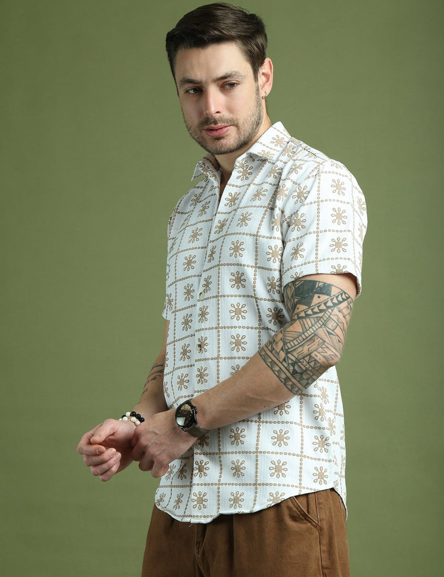White Printed Party Shirt for Men - SF_9048White_S