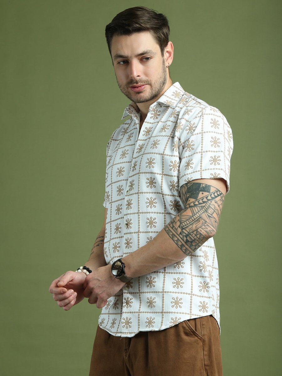 White Printed Party Shirt for Men - SF_9048White_S