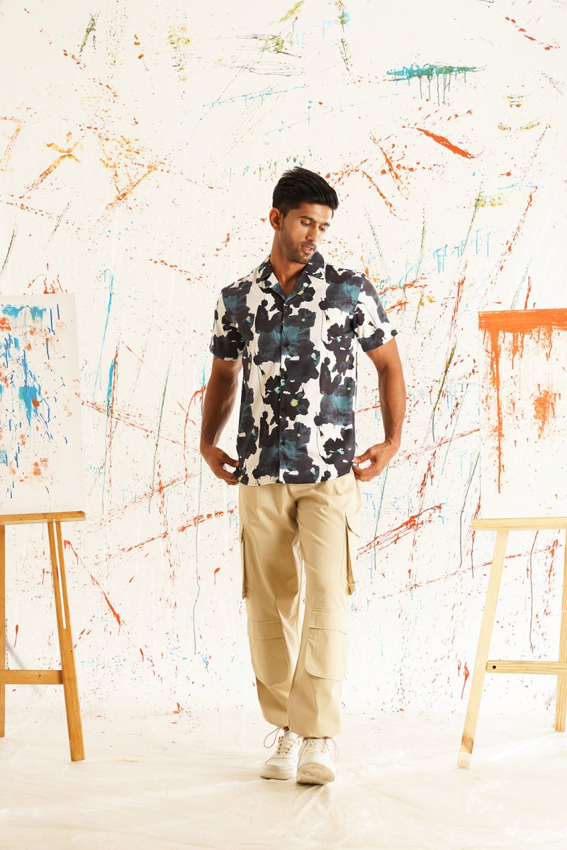 White Printed Party Shirt for Men - SF_940Teal_S