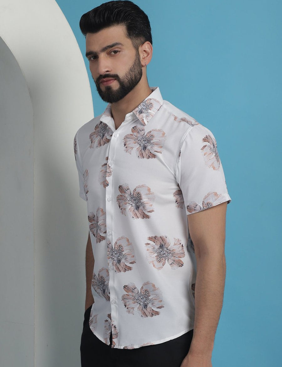 White Printed Party Shirt for Men - SF_934White_S