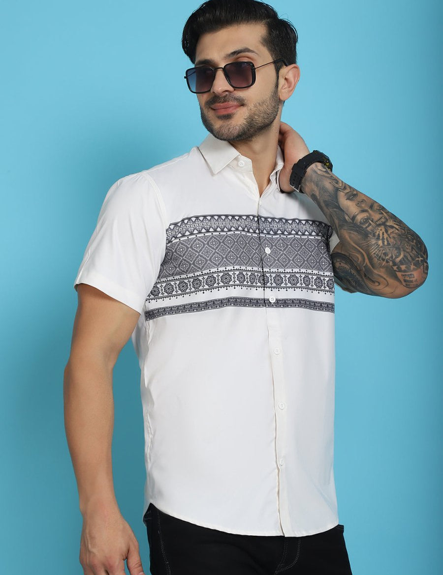 White Printed Party Shirt for Men - SF_918White_S