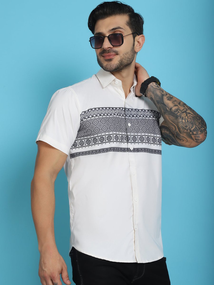 White Printed Party Shirt for Men - SF_918White_S