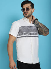 White Printed Party Shirt for Men - SF_918White_S